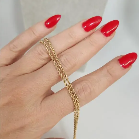 14k Yellow Gold Rope Chain Necklace 20in Classic Twist Link, Secure Barrel Clasp - Picture 4 of 11